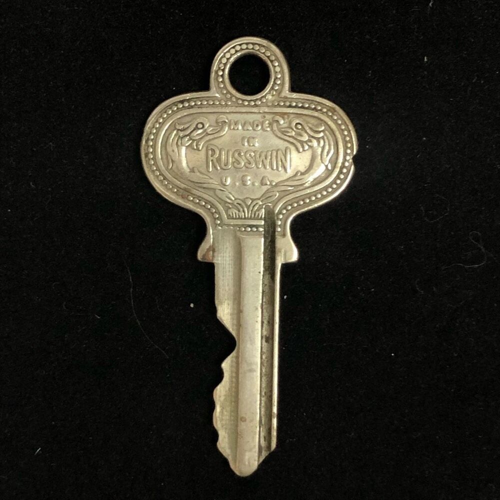vintage mid century russwin key unique usa ornate american hardware colelctible